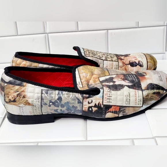 Nwot Piergitar Mens Loafer Cotton Fabric French Magazine Ad Theme Statement Shoe main image 7